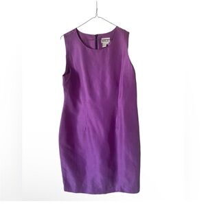 Robbie Bee | Vintage dark lavender 100% sleeveless silk sheath dress. Size 14.